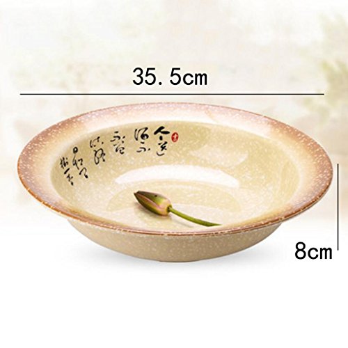 Utensilios Liuyu Cocina Inicio Porcelana de imitación hervida Fish Bowl Soup Bowl Hotel Gran Soup Basin Plato Bowl Espeso Pickled Pescado Bowl Diámetro 35,5 cm