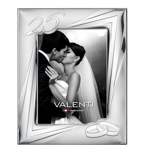 Valenti&Co – Marco de fotos de plata 13 x 18 cm. Ideal como regalo para bodas de plata – 25 años de boda o para el 25 de familiares o madres y padres.