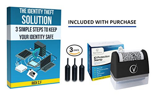 Vantamo Kit de Sello ancho de tipo rodillo Protección antirrobo de identidad, incluye 3 recambios + E-book – Ocultar la identidad, con medida antirrobo y seguridad de la privacidad – Negro Elegante