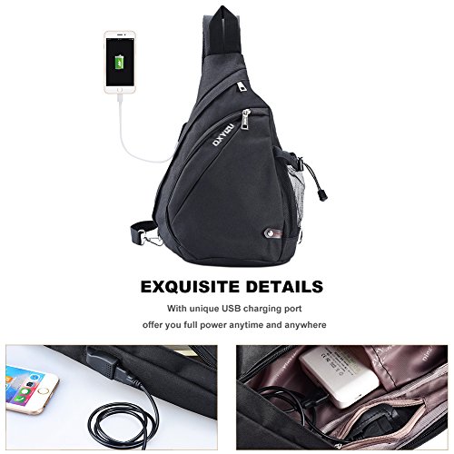 VBIGER Mochila bandolera para hombre para senderismo, bicicleta, Talla única, Estilo1-negro