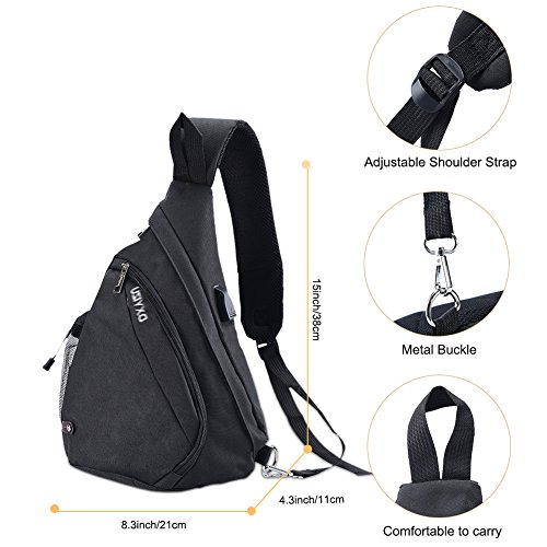 VBIGER Mochila bandolera para hombre para senderismo, bicicleta, Talla única, Estilo1-negro