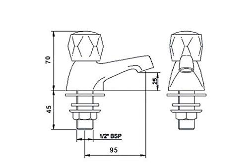 VeeBath VB-CONT04 - Grifos para lavabo agua caliente y fría, 2 unidades