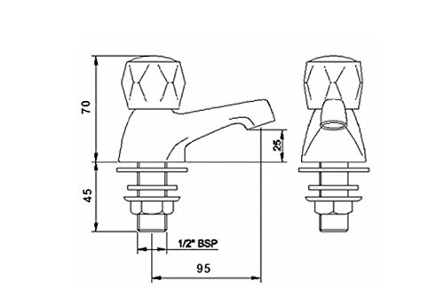 VeeBath VB-CONT04 - Grifos para lavabo agua caliente y fría, 2 unidades