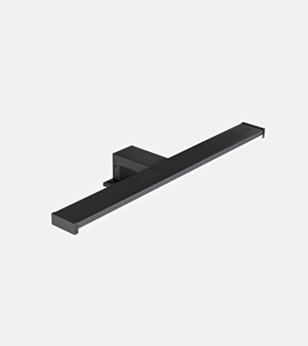 VEGA - Lámpara de espejo LED para baño - 60 cm, 12 W, 960 lm, 220 V, 4000 K, color negro satinado aluminio, IP44 clase II, no regulable, instalación de espejo o marco, apliques, luz cálida