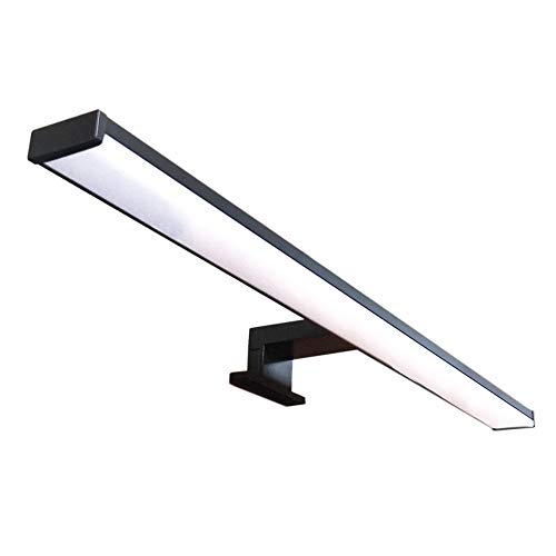 VEGA - Lámpara de espejo LED para baño - 60 cm, 12 W, 960 lm, 220 V, 4000 K, color negro satinado aluminio, IP44 clase II, no regulable, instalación de espejo o marco, apliques, luz cálida