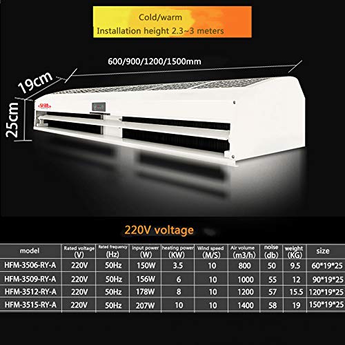Ventilador de Cortina de Aire de bajo Ruido, Cortina de Aire de calefacción y refrigeración, Cortina de Aire Comercial, Adecuada para fábricas, Metros y Otras Ocasiones