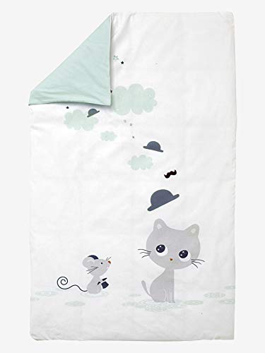 VERTBAUDET Funda nórdica Gatito bebé Blanco Estampado 80