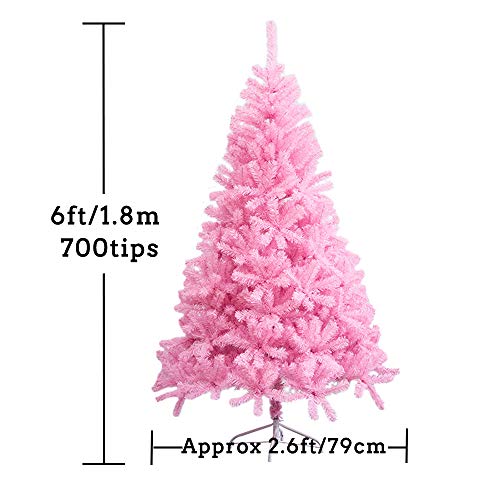 VEYLIN Árbol de Navidad de 1,82 m, 700 puntas, árbol artificial con soporte de metal (rosa)