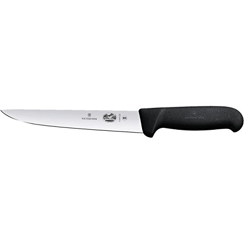 Victorinox Stechmesser Fibrox Cuchillo, Acero Inoxidable, Negro, Mediano