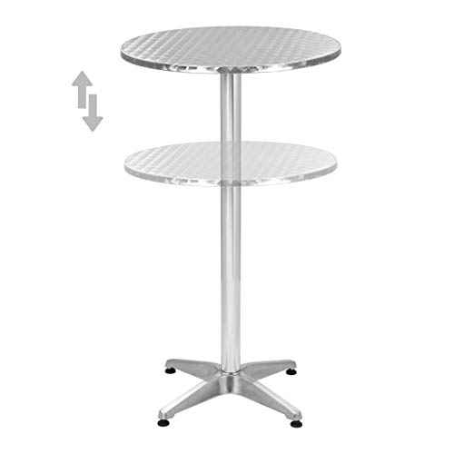 vidaXL Set Muebles de Bar con Mesa Redonda 3 Piezas Aluminio Plateado Sillas