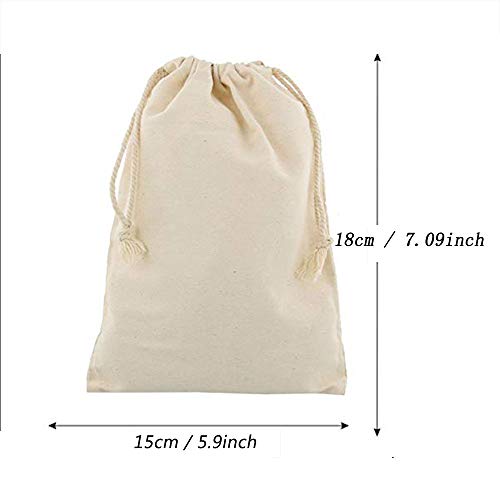 vientiane Bolsas De Algodón con Cordón Ajustable, 6 Piezas Bolso Pequeño Bolso De Boda Bolso Bolsa De Regalo Bolso De Cumpleaños (15 * 18cm)