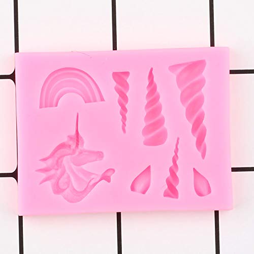 VIOYO Unicornio Caballo Oreja Cuerno Moldes De Silicona Rainbow Cupcake Topper Fondant Molde DIY Party Cake Decorating Herramientas Candy Chocolate Molde