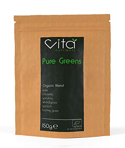 Vita Nutrients | Pure Greens | Super Comida en Polvo 150g | Mezcla para Batidos Ideal Supergreens | Vegano | Sin gluten | A base de plantas | Nutriente Denso