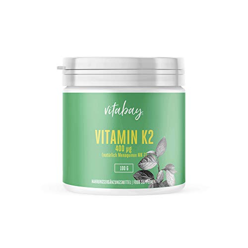 Vitamina K2 con dextrosa MK7 400 mcg - 99,99% de forma trans - Cis 0% - Polvo vegano 365 porciones