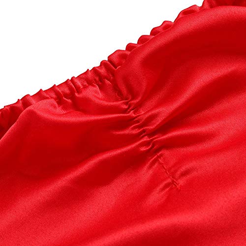 VJGOAL Mujer Primavera y Verano Moda Casual Sin Mangas Lunares Encaje Vintage Hepburn Columpio Cintura Alta Péndulo Grande Vestido Plisado Falda(x-Large,Rojo2)