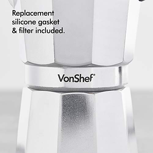 VonShef Cafetera Italiana Espresso para hornillo 9 Tazas