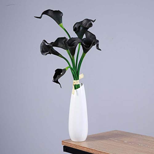 VORCOOL Flores Artificiales, 10 Piezas de Flores Artificiales de Cera Lily Real Touch Ramos de Flores para Nupcial Wedding Bouquet Head (Negro)