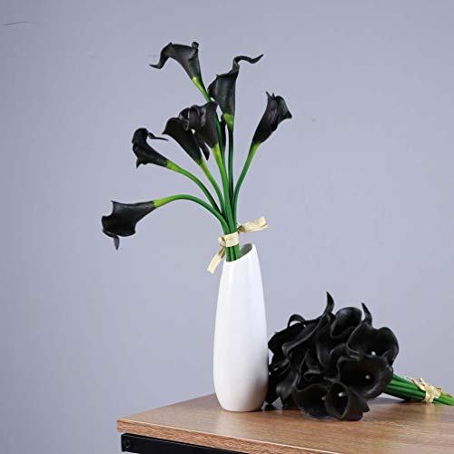 VORCOOL Flores Artificiales, 10 Piezas de Flores Artificiales de Cera Lily Real Touch Ramos de Flores para Nupcial Wedding Bouquet Head (Negro)