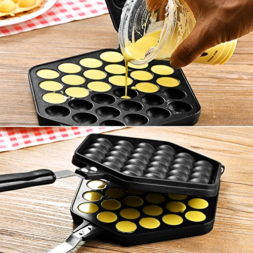 Waffle Maker,Bloomma Egg Bubble Waffle Pan Antiadherente Grill Egg Cake Pan Egg Puff Waffle Maker Plancha de presión de hierro