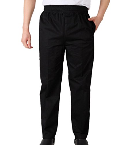 WAIWAIZUI Trabaja Pantalones de Chef Negro