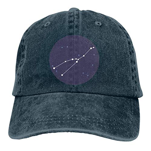 Wasuphand Men Women Classic Denim Fabric Baseball Cap Taurus Constellation Headwear Navy