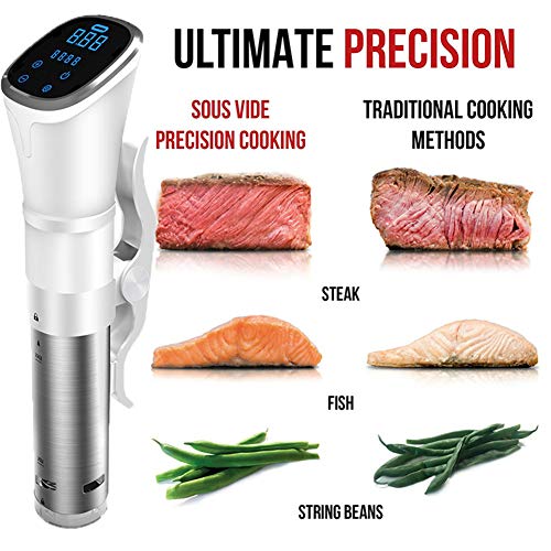 WAZ Circulador InmersióN Sous Vide Cooker IPX7 Impermeable 1800 W Pantalla LCD De Baja Temperatura MáQuina De VacíO Lento Cocido Solomillo Palo De Cocina,Black