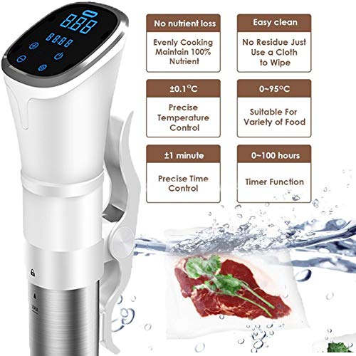 WAZ Circulador InmersióN Sous Vide Cooker IPX7 Impermeable 1800 W Pantalla LCD De Baja Temperatura MáQuina De VacíO Lento Cocido Solomillo Palo De Cocina,Black