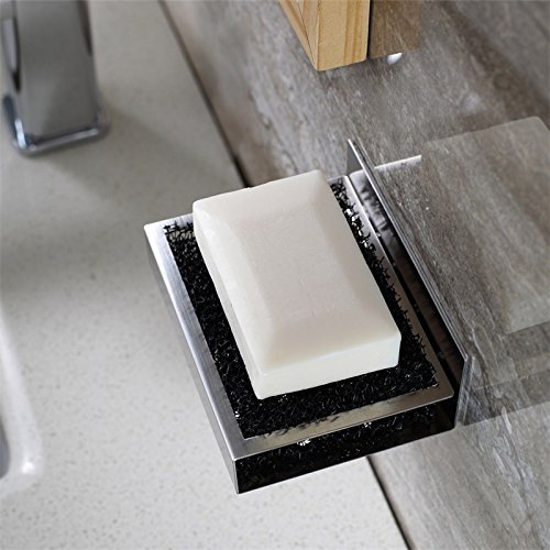 weare Home Modern estilo cuadrada jabón plana – Jabonera de acero inoxidable 304 3 m Pegamento a la pared montaje sin agujeros inoxidable agarre Bar Baño Accesorios Baño decorativo para cocina