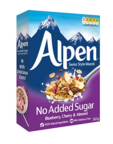 Weetabix Alpine Muesli sin azúcar añadido, Fresa, Arándano, Frambuesa - cereales de desayuno, 1x560g