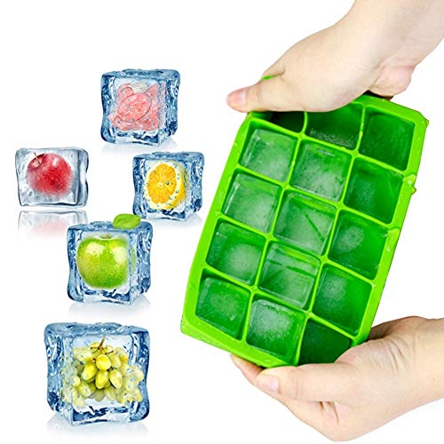 Wei Hongyu Inicio de la cocina de Moldes 15 rejillas DIY Big Ice Cube Mold Forma cuadrada Bandeja de hielo de silicona Fruit Ice Cream Maker (Color : Sky Blue)