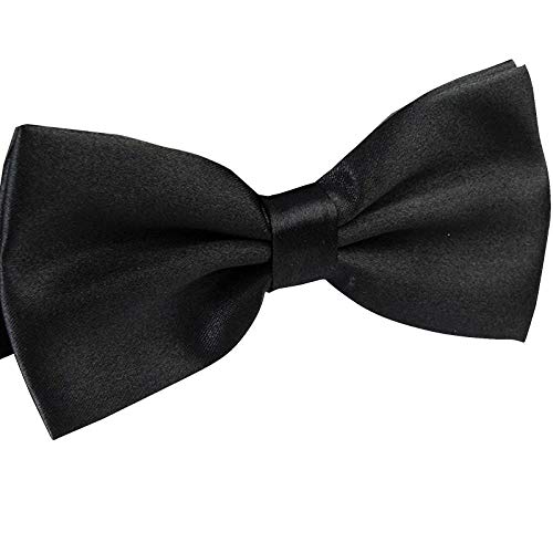 WELROG Corbatas de lazo preatadas para hombres para fiesta de bodas Pajaritas ajustables lisas de Corbata (Negro)