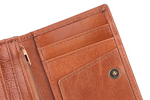 WENQU Carpeta de los Hombres de Constrict Bolsillo de Recogida Bolsa de Piel Cera de petróleo Curt Párrafo el Bolso de Mano (Color : Brown, Size : S)