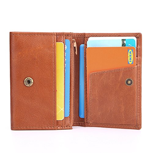 WENQU Carpeta de los Hombres de Constrict Bolsillo de Recogida Bolsa de Piel Cera de petróleo Curt Párrafo el Bolso de Mano (Color : Brown, Size : S)