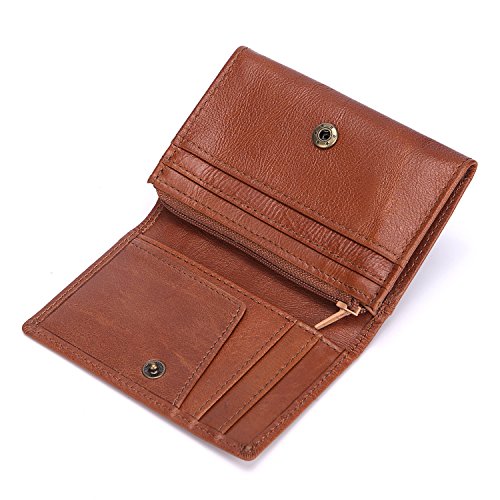 WENQU Carpeta de los Hombres de Constrict Bolsillo de Recogida Bolsa de Piel Cera de petróleo Curt Párrafo el Bolso de Mano (Color : Brown, Size : S)