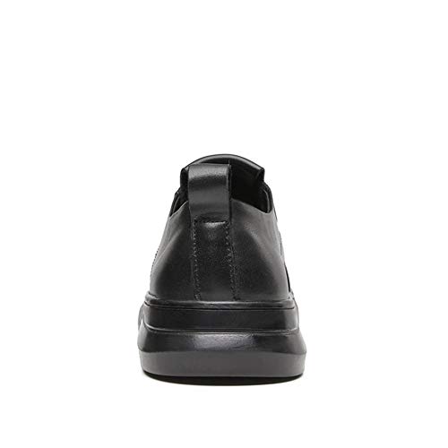 WENQU Zapatilla de deporte de moda for hombres Zapatos deportivos de skate de corte bajo casuales Cordones elásticos con cierre Plataforma de cuero literal Antideslizante (Opción privilegiada de velló