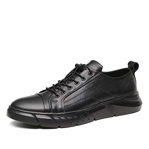 WENQU Zapatilla de deporte de moda for hombres Zapatos deportivos de skate de corte bajo casuales Cordones elásticos con cierre Plataforma de cuero literal Antideslizante (Opción privilegiada de velló