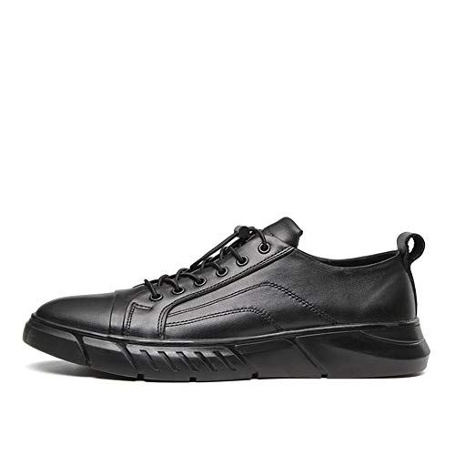 WENQU Zapatilla de deporte de moda for hombres Zapatos deportivos de skate de corte bajo casuales Cordones elásticos con cierre Plataforma de cuero literal Antideslizante (Opción privilegiada de velló