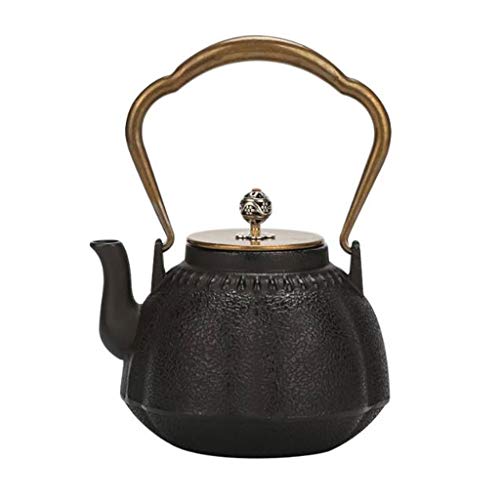 WGYGREAM Tetera, Vintage de Hierro Fundido té Negro Tamices, Resistente al Calor Fabricante de té pequeño con Mango, for el Home Office Party, 1.1L