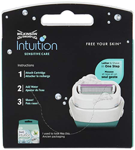 Wilkinson Sword Intuition Sensitive - Pack de 3 + 1 Recambios de Cuchillas Autoadaptables de 4 Hojas para Mujer , Kit de Depilación Femenina