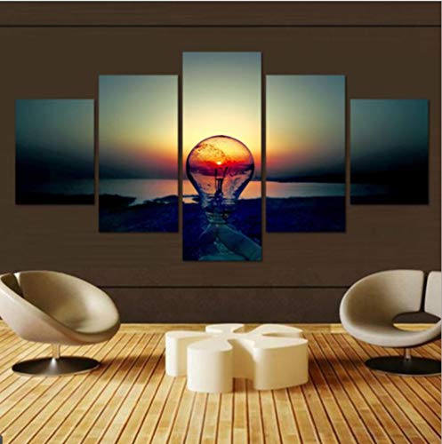 WLHCJJ Micro-Spray Pintura al óleo Pintura Artesanal Pinturas de Hotel Pintura sin Marco 5 Pintura consecutiva Puesta de Sol Bombilla -40x60cmx2_40x80cmx2_40x100cm