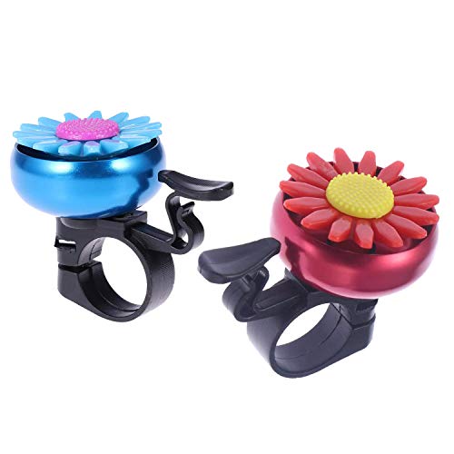 Wohlstand 2 Pcs Timbre de Bicicleta Bicicletas para niños Bicicletas para niños Bicicletas para niños pequeños Accesorios para el Cuerno de Bicicleta Flores en Forma de Girasol Campana