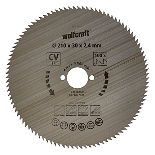 Wolfcraft 6281000 - Disco de sierra circular CV, 100 dient., serie azul Ø 210 x 30 x 2,4 mm para ingletadora