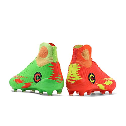 WQLESO para Hombre de fútbol Infantil de fútbol Zapatos del césped de Dos Colores Zapatillas de Deporte de Las Zapatillas de Deporte Grapas al Aire Libre Adultos Botas,Green Orange AG-40