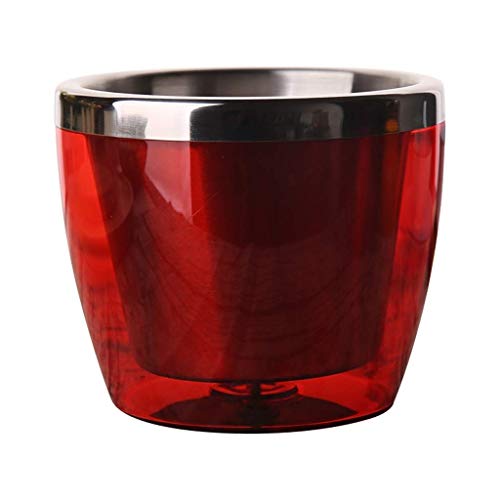 WSJTT Cubo de Hielo Aislante de Acero Inoxidable Cubo de Hielo de Doble Pared Capa de Acero Inoxidable Cubeta de champán Helado Dispositivo de Barra de Color Rojo Oscuro