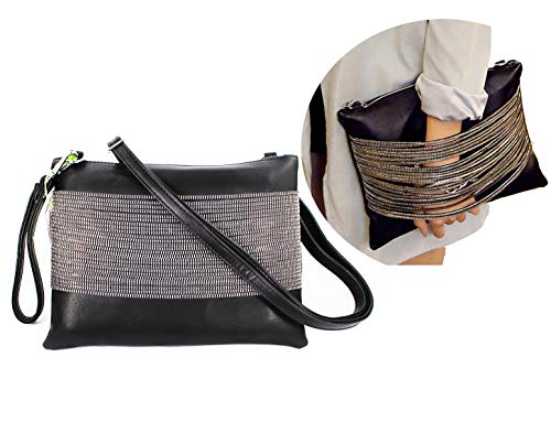 WUXINGMEILI Bolso Bandolera Mujer Pequeño Bolso de Mano Bolso de Hombro de Boda Noche Bolsa del Teléfono, Asa y Correa Carteras de mano y clutches Negro