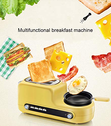 WZYJ Acero Inoxidable tostadora eléctrica doméstica máquina portátil Desayuno Pan horneado automática Fabricante de los Huevos fritos Caldera sartén