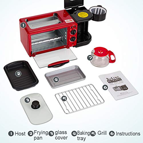 WZYJ Hogar Multi-Función 4L 1050W Desayuno automático Mini Horno eléctrico tostadora del Pan sartén Incorporado en el café Tortilla