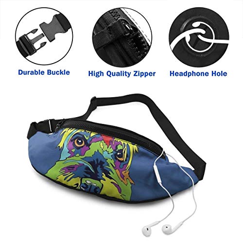 XCNGG Bolso de la Cintura del Ocio Bolso Que acampa Bolso del montañismo Multi Colored Schnauzer Waist Pack Bag for Men Women,Casual Fanny Packs with Headphone Socket Hip Bum Bag for Traveling Hiking