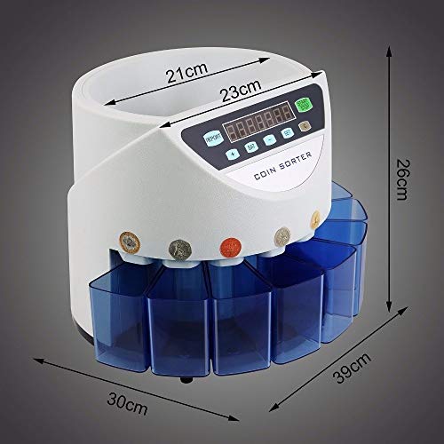 XHMCDZ Contador eléctrico de la moneda, y clasificador de monedas de la máquina de gran capacidad con el conteo de LED de visualización, la moneda Tubos, compatible con Japón Macao Colombia y clasific