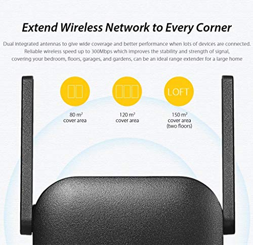 Xiaomi WiFi Repetidor de red Wifi extensor amplificador de cobertura(Puerto Ethernet,10/100 mbps, con enchufe, 300 Mbps, 2.4 GHz) Red Inalámbrica Señal Inalámbrica Red de Mejora Router Inalámbrico